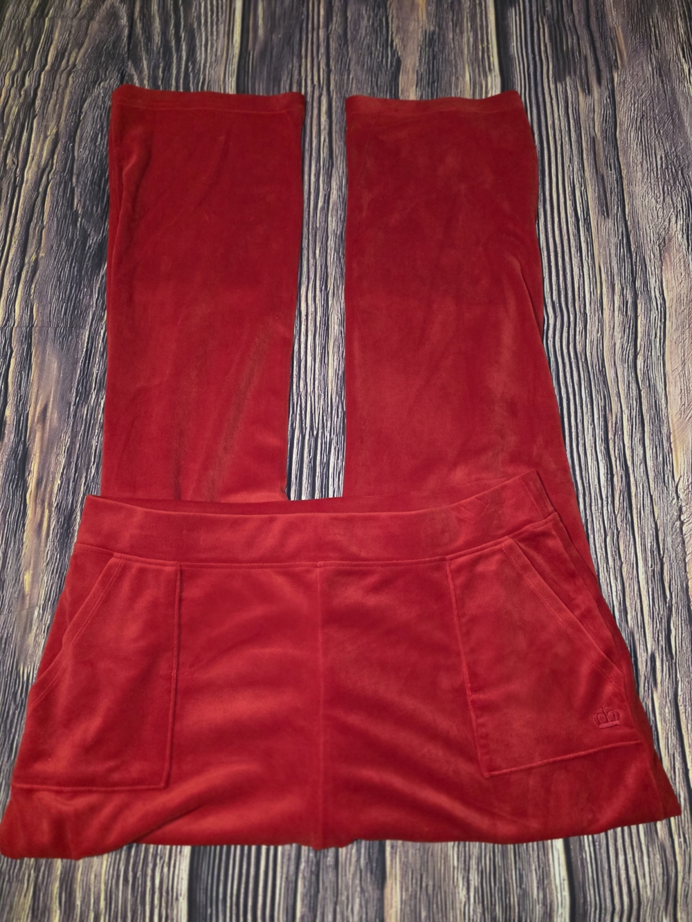 Juicy Couture Red Velour Wide-Leg Pants